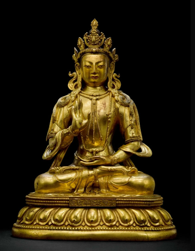 清乾隆宮廷 銅鎏金不空成就佛像