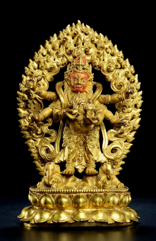 17至18世紀 銅鎏金白瑪哈嘎拉像