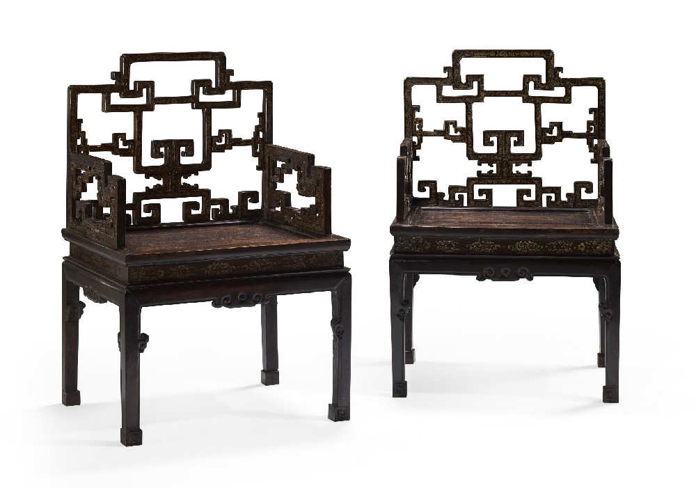 鎏金红木扶手椅一对