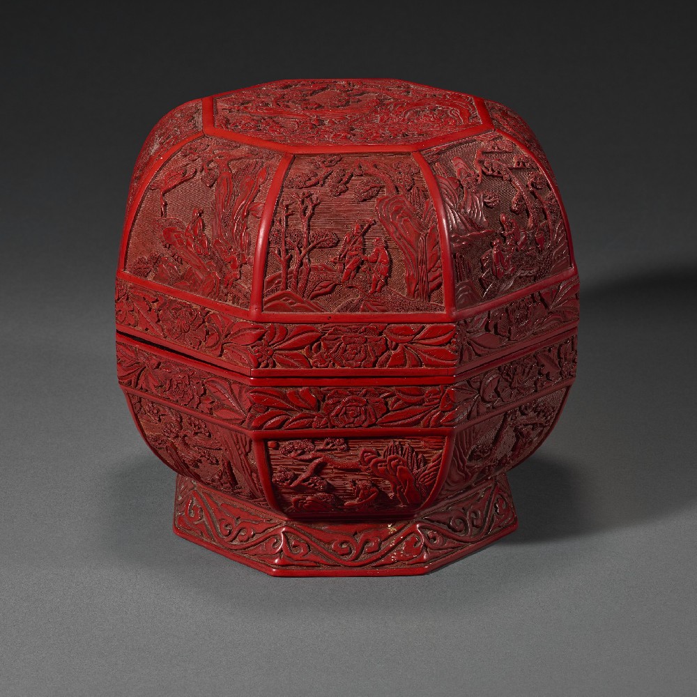 红雕漆八方盖盒